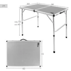 AKTIVE - Table De Camping Pliante, Réglable En 2 Hauteurs, 90x60x40/70 Cm, Gris 12 AKTIVE - Table De Camping Pliante, Réglable En 2 Hauteurs, 90x60x40/70 Cm, Gris -Matériel De Camping aktive table de camping pliante reglable en 2 hauteurs 90x60x4070 cm gris 3
