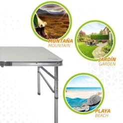 AKTIVE - Table Pliante Avec 2 Tabourets Et Poignée De Transpor, Gris 9 AKTIVE - Table Pliante Avec 2 Tabourets Et Poignée De Transpor, Gris -Matériel De Camping aktive table pliante avec 2 tabourets et poignee de transpor gris 3