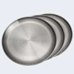 Assiette Plate De Camping | Diamètre Env. 23 Cm | Acier Inox | 3 Assiettes -Matériel De Camping assiette plate de camping diametre env 23 cm acier inox 3 assiettes 2