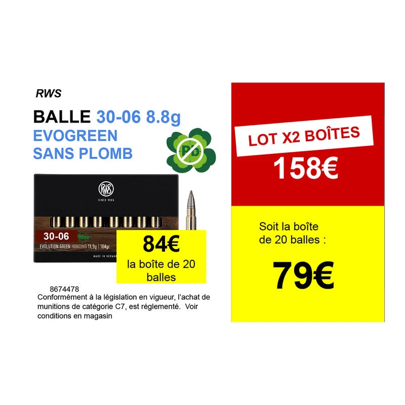 BALLE SANS PLOMB RWS30-06 EVOGREEN 9G 4 BALLE SANS PLOMB RWS30-06 EVOGREEN 9G – Image 2