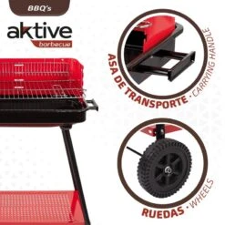 Barbecue Portable Au Charbon De Bois Pour 4 Niveaux Aktive -Matériel De Camping barbecue portable au charbon de bois pour 4 niveaux aktive 2