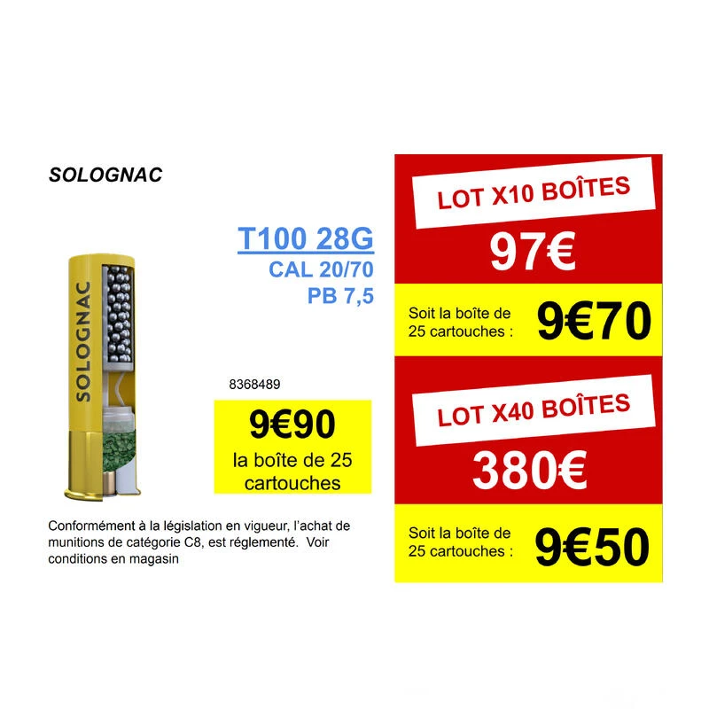CARTOUCHE BALL TRAP T100 28g CALIBRE 20/70 PLOMB N°7,5 X25 4 CARTOUCHE BALL TRAP T100 28g CALIBRE 20/70 PLOMB N°7,5 X25 – Image 2