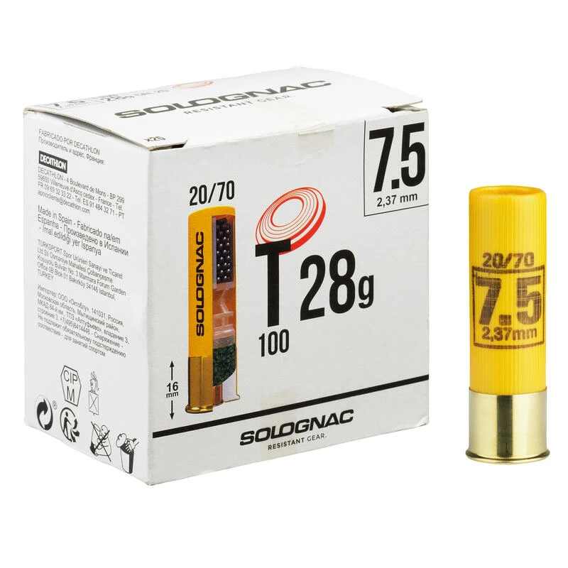 CARTOUCHE BALL TRAP T100 28g CALIBRE 20/70 PLOMB N°7,5 X25 3 CARTOUCHE BALL TRAP T100 28g CALIBRE 20/70 PLOMB N°7,5 X25