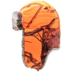 CHAPKA CHASSE CAMOUFLAGE ORANGE -Matériel De Camping chapka chasse camouflage orange 3