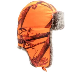 CHAPKA CHASSE CAMOUFLAGE ORANGE -Matériel De Camping chapka chasse camouflage orange 4
