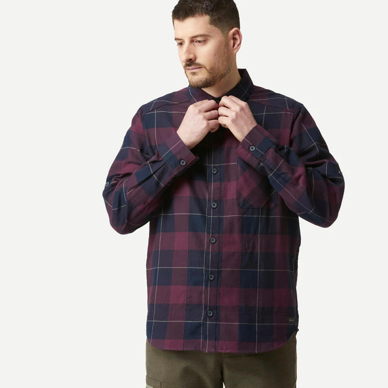 Chemise De Trekking Voyage - TRAVEL500 WARM Bordeaux Homme 4 Chemise De Trekking Voyage - TRAVEL500 WARM Bordeaux Homme – Image 2