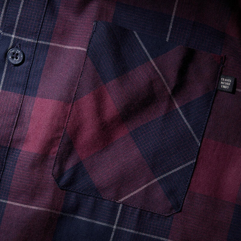 Chemise De Trekking Voyage - TRAVEL500 WARM Bordeaux Homme 7 Chemise De Trekking Voyage - TRAVEL500 WARM Bordeaux Homme – Image 5