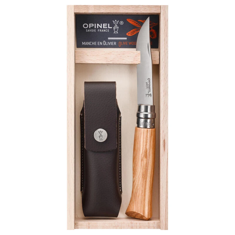 Coffret Couteau Opinel Randonnée Numéro 8 En Bois D'olivier, Avec Son étui Cuir 3 Coffret Couteau Opinel Randonnée Numéro 8 En Bois D'olivier, Avec Son étui Cuir