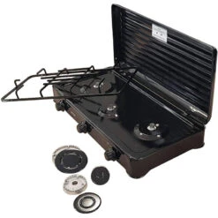 MPM Cuisinière à Gaz Portable Pour Le Camping Avec 3 Feux Couvercle Smile -Matériel De Camping cuisiniere a gaz portable pour le camping avec 3 feux couvercle smile 6