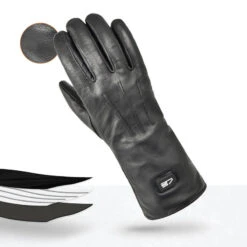 Gants En Cuir Chauffants - Extra Chauds - Noirs -Matériel De Camping gants en cuir chauffants extra chauds noirs 3
