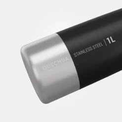 Quechua Gourde Inox 1L Avec Bouchon à Vis Pour La Randonnée - Noir -Matériel De Camping gourde inox 1l avec bouchon a vis pour la randonnee noir 2