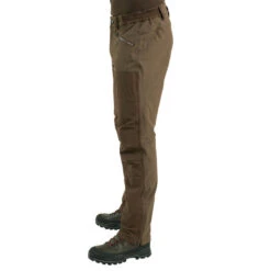 PANTALON Chasse RENFORT MARRON TEMPS SEC 500 -Matériel De Camping pantalon chasse renfort marron temps sec 500 3