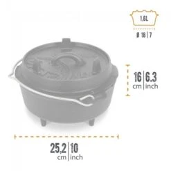 Petromax Dutch Oven FT3-3QT (avec Pieds) Et Lève-couvercle Professionnel -Matériel De Camping petromax dutch oven ft3 3qt avec pieds et leve couvercle professionnel 2
