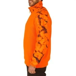 Pull Chasse Renfort Orange Fluo 500 -Matériel De Camping pull chasse renfort orange fluo 500 3