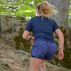 Short Course à Pied Femme Bleu Floral Ecoresponsable 13 Short Course à Pied Femme Bleu Floral Ecoresponsable -Matériel De Camping short course a pied femme bleu floral ecoresponsable 4