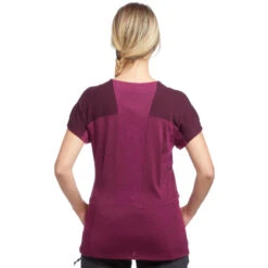 T-shirt Mérinos De Trek Montagne - TREK 500 Violet Femme -Matériel De Camping t shirt merinos de trek montagne trek 500 violet femme 2