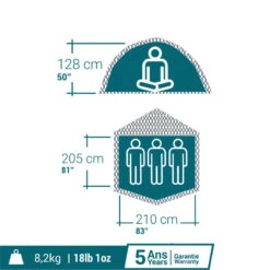 Quechua Tente De Camping - 2 Seconds EASY - 3 Places - Fresh & Black -Matériel De Camping tente de camping 2 seconds easy 3 places fresh and black 1