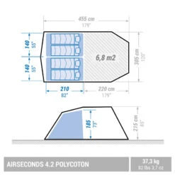 Quechua Tente Gonflable De Camping - AirSeconds 4.2 Polycoton - 4 Personnes - 2 Chambres 13 Quechua Tente Gonflable De Camping - AirSeconds 4.2 Polycoton - 4 Personnes - 2 Chambres -Matériel De Camping tente gonflable de camping airseconds 42 polycoton 4 personnes 2 chambres 1
