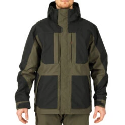 VESTE CHASSE IMPERMEABLE RENFORT VERTE 500 -Matériel De Camping veste chasse impermeable renfort verte 500 1