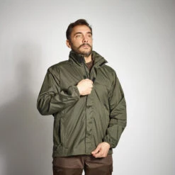 VESTE CHASSE IMPERMEABLE VERTE 100 -Matériel De Camping veste chasse impermeable verte 100 6