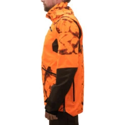 VESTE CHASSE RESISTANTE IMPERMEABLE ORANGE FLUO SUPERTRACK 900 LIGHT -Matériel De Camping veste chasse resistante impermeable orange fluo supertrack 900 light 8