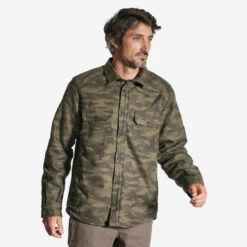 VESTE MOUTONNÉE TYPE SURCHEMISE 500 CAMO -Matériel De Camping veste moutonnee type surchemise 500 camo 1