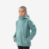 Quechua VESTE SOFTSHELL RANDONNEE - MH550 VERT PASTEL - ENFANT 7-15 ANS -Matériel De Camping veste softshell randonnee mh550 vert pastel enfant 7 15 ans